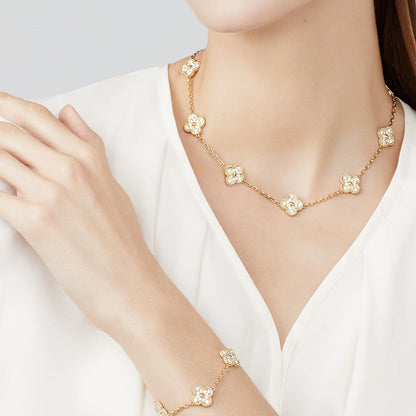 [Luna Brilliance]CLOVER 10 MOTIFS DIAMOND NECKLACE