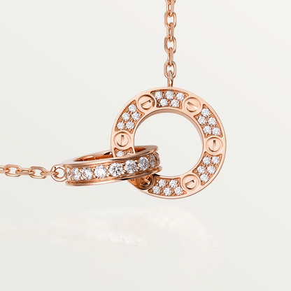 [Luna Brilliance]LOVE  FULL DIAMOND PENDANT NECKLACE