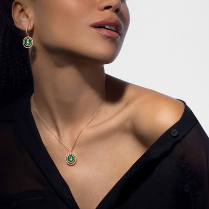 [Luna Brilliance]LUCKY MOVE 1 DIAMOND MALACHITE GOLD DIAMOND NECKLACE