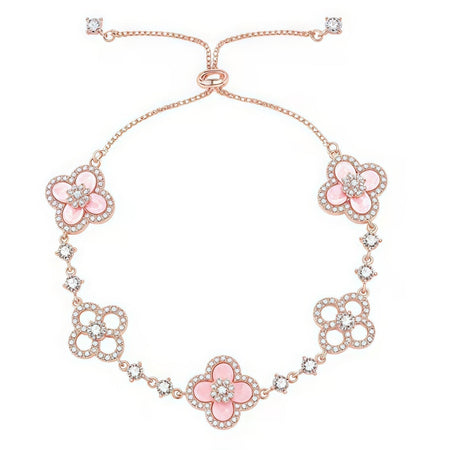 [Luna Brilliance]CLOVER 5 MOTIF PINK BLUE RED WHITE BRACELET