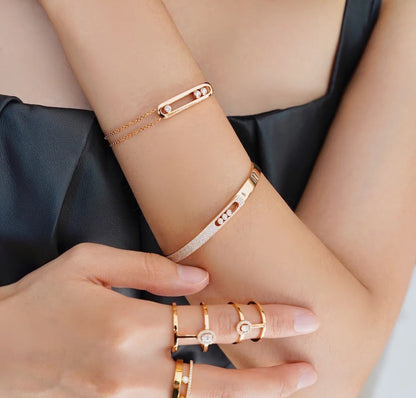 [Luna Brilliance]Move Noa Rose Gold Pavé Diamond Bangle Bracelet
