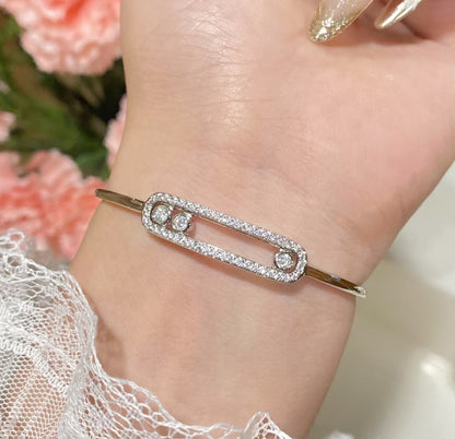 [Luna Brilliance]Move Pavé Diamond Bangle Bracelet M