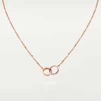 [Luna Brilliance]LOVE DOUBLE RING HALF DIAMOND NECKLACE