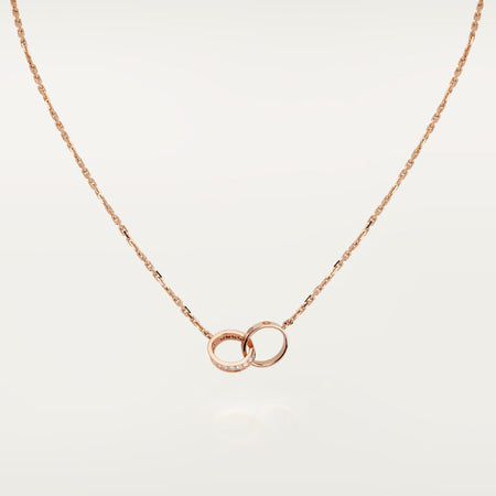 [Luna Brilliance]LOVE DOUBLE RING HALF DIAMOND NECKLACE