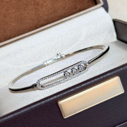 [Luna Brilliance]Move Pavé Diamond Bangle Bracelet M