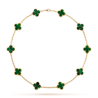 [Luna Brilliance]CLOVER 10 MOTIFS MALACHITE NECKLACE