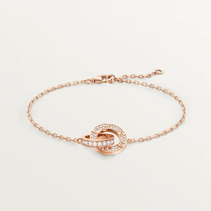 [Luna Brilliance]LOVE DOUBLE RING FULL DIAMOND BRACELET
