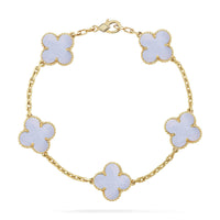 [Luna Brilliance]CLOVER 5 MOTIF PURPLE CHALCEDONY BRACELET COLLECTION