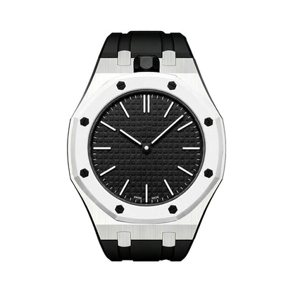 Oak Pop Black Steel Silicone Strap