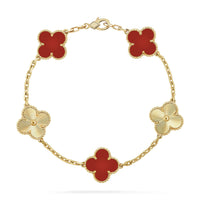 [Luna Brilliance]CLOVER  5 MOTIFS CARNELIAN GOLD BRACELET