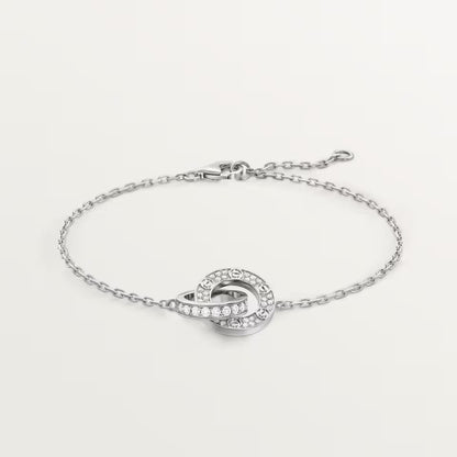 [Luna Brilliance]LOVE DOUBLE RING FULL DIAMOND BRACELET
