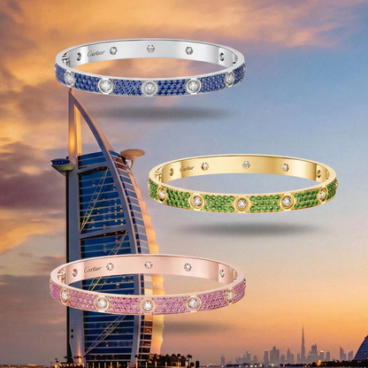 [Luna Brilliance]2026 PAVE GEMSTONE LOVE BRACELET 6.1MM 10 DIAMONDS