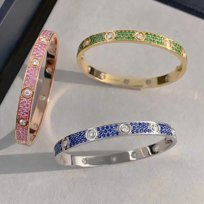 [Luna Brilliance]2026 PAVE GEMSTONE LOVE BRACELET 6.1MM 10 DIAMONDS