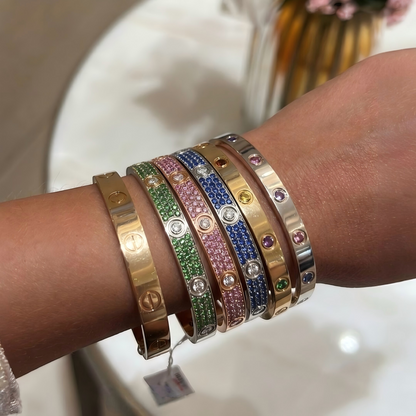 [Luna Brilliance]2026 PAVE GEMSTONE LOVE BRACELET 6.1MM 10 DIAMONDS