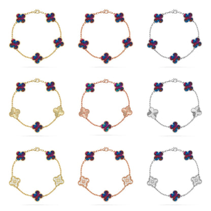 [Luna Brilliance]CLOVER 5 MOTIF COLOR GEMSTONES BRACELET COLLECTION