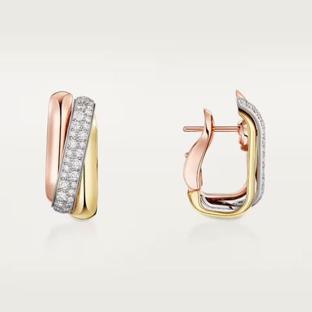[Luna Brilliance]TRINITY HALF DIAMOND  CUSHION EARRINGS