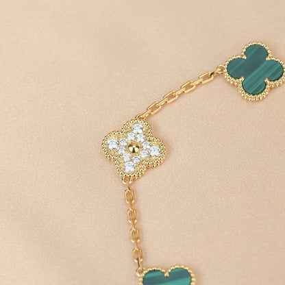 [Luna Brilliance]CLOVER 5 MOTIF MALACHITE BRACELET COLLECTION