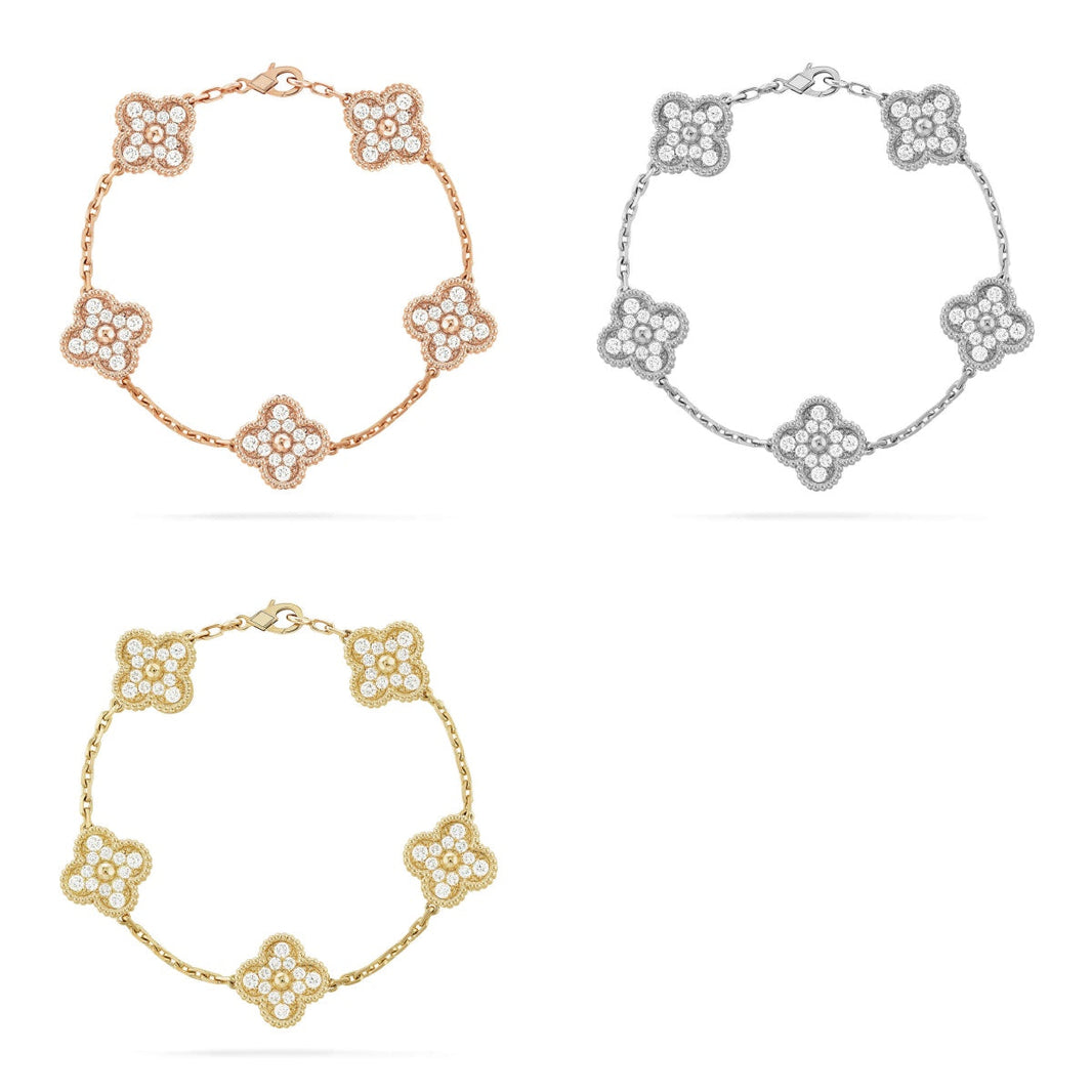 [Luna Brilliance] CLOVER 5 MOTIF FULL DIAMOND BRACELET COLLECTION