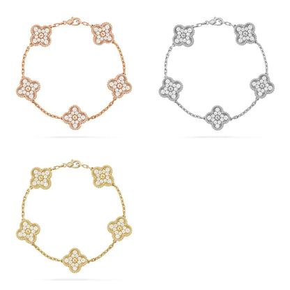 [Luna Brilliance] CLOVER 5 MOTIF FULL DIAMOND BRACELET COLLECTION