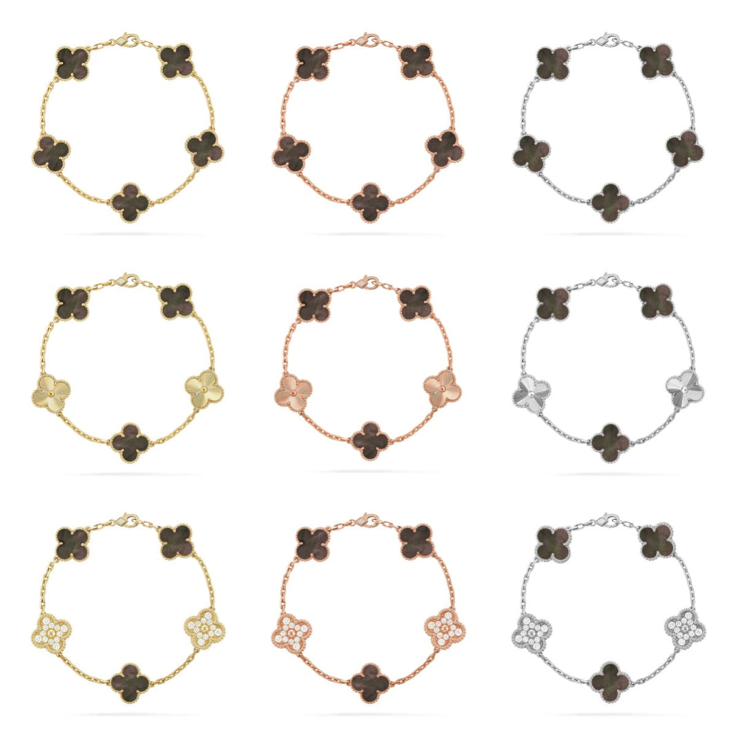 [LUXE] CLOVER 5 MOTIF GRAY MOP BRACELET COLLECTION