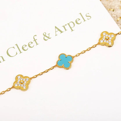 [Luna Brilliance]CLOVER 5 MOTIF TURQUOISE BRACELET COLLECTION