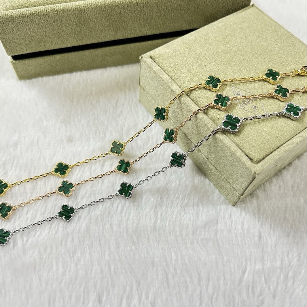 [Luna Brilliance]CLOVER 6 MOTIF MALACHITE BRACELET