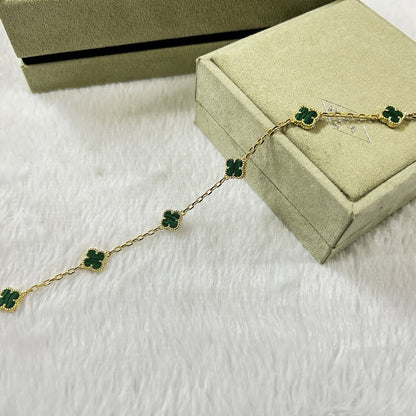 [Luna Brilliance]CLOVER 6 MOTIF MALACHITE BRACELET