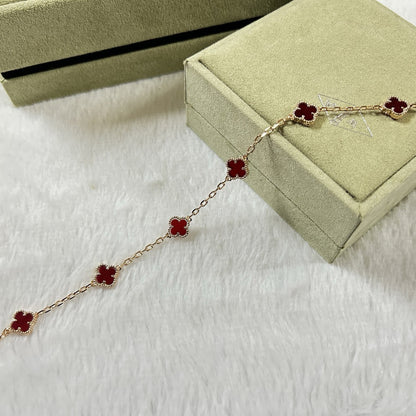 [Luna Brilliance]CLOVER 6 MOTIF RED AGATE BRACELET