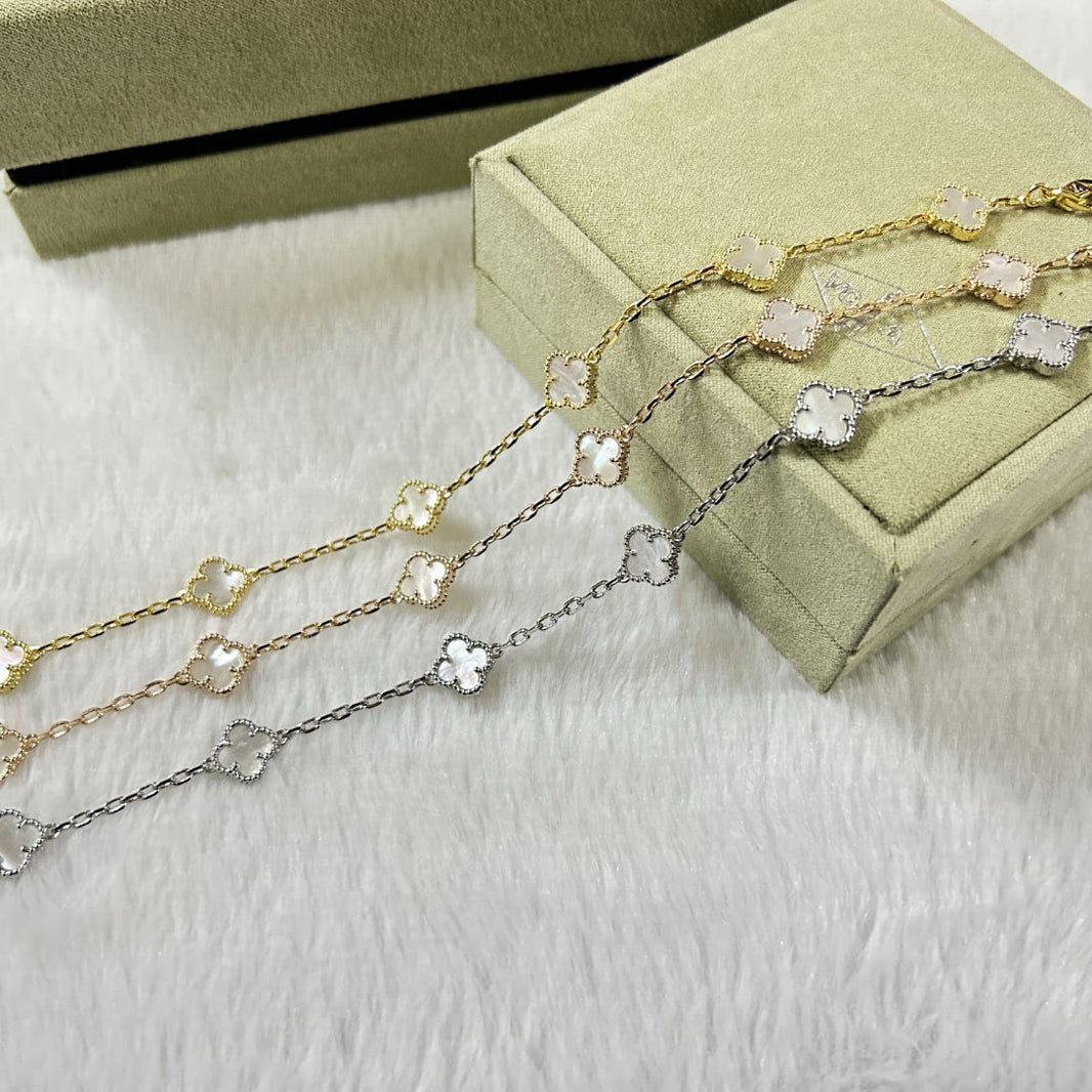 [Luna Brilliance]CLOVER 6 MOTIF WHITE MOP BRACELET