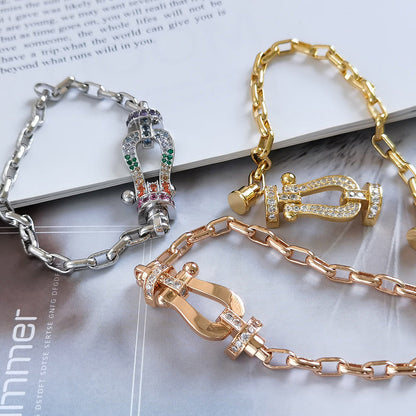 [Luna Brilliance]FORCE LARGE HORSESHOE CLASP  METAL BRACELET