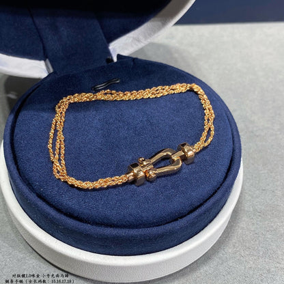 [Luna Brilliance]FORCE SMALL HORSESHOE  DIAMOND CHAIN ROPE BRACELET