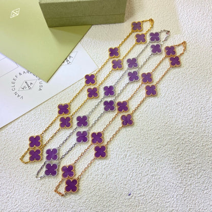 [Luna Brilliance]CLOVER 10 MOTIFS  PURPLE VIOLET  NECKLACE
