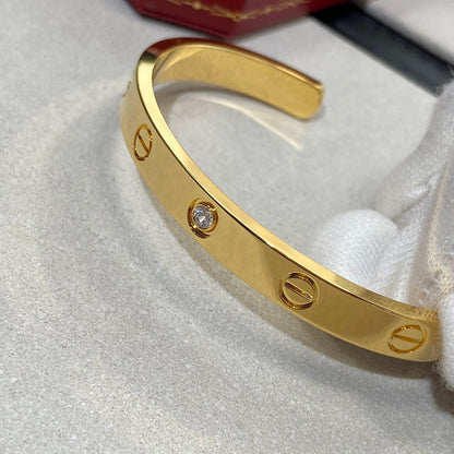 [Luna Brilliance]LOVE BRACELET 6.1MM 1 DIAMOND OPEN CUFF