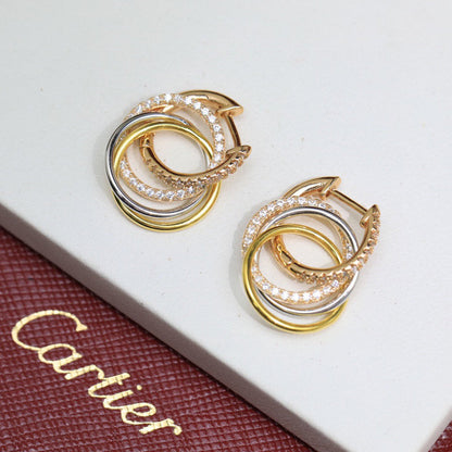 [Luna Brilliance]TRINITY HALF DIAMOND  EARRINGS