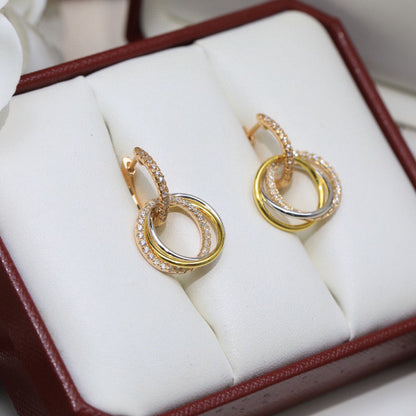 [Luna Brilliance]TRINITY HALF DIAMOND  EARRINGS