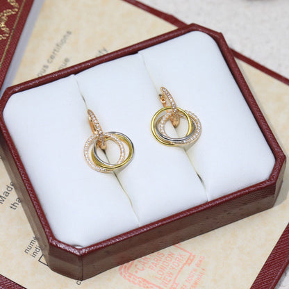 [Luna Brilliance]TRINITY HALF DIAMOND  EARRINGS