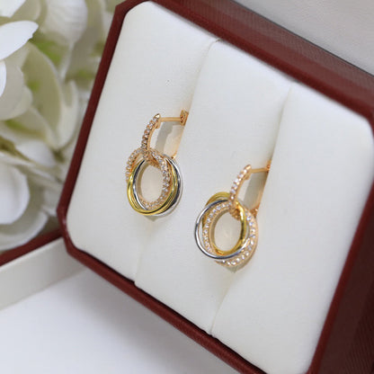 [Luna Brilliance]TRINITY HALF DIAMOND  EARRINGS