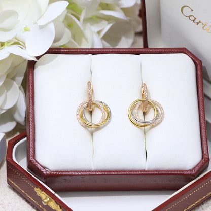 [Luna Brilliance]TRINITY HALF DIAMOND  EARRINGS