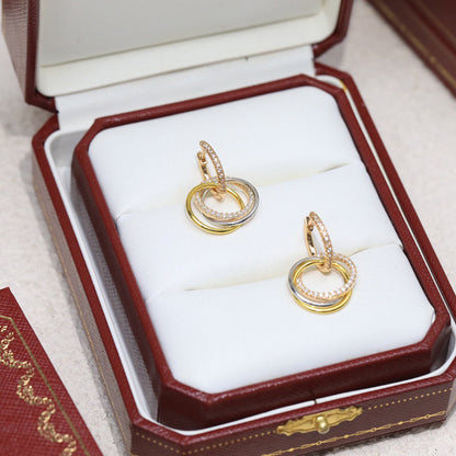 [Luna Brilliance]TRINITY HALF DIAMOND  EARRINGS