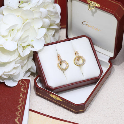 [Luna Brilliance]TRINITY HALF DIAMOND  EARRINGS