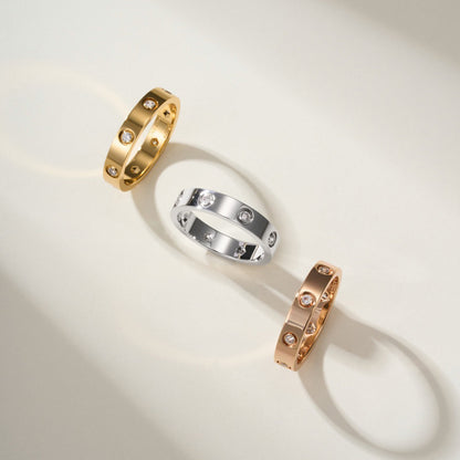 [Luna Brilliance]LOVE 4MM 8 DIAMOND RING