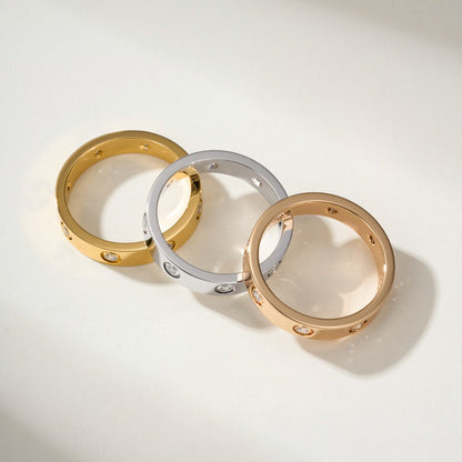 [Luna Brilliance]LOVE 4MM 8 DIAMOND RING
