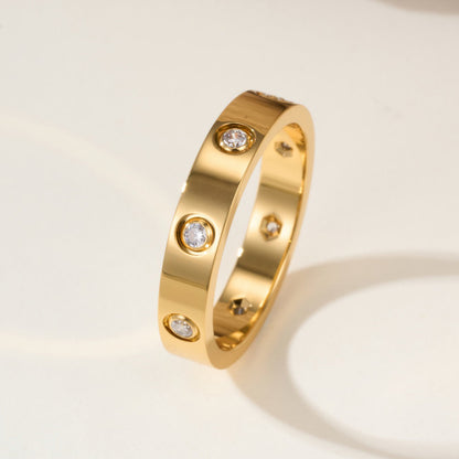[Luna Brilliance]LOVE 4MM 8 DIAMOND RING