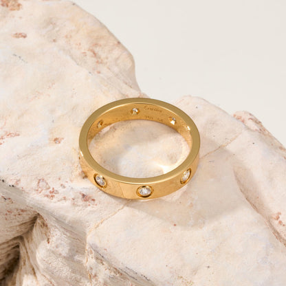 [Luna Brilliance]LOVE 4MM 8 DIAMOND RING