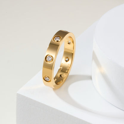 [Luna Brilliance]LOVE 4MM 8 DIAMOND RING