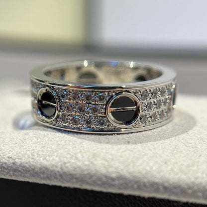 [Luna Brilliance]LOVE RING 5.5MM DIAMONDS PAVED CERAMIC