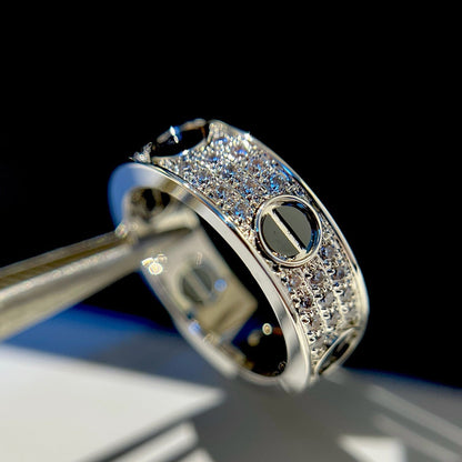 [Luna Brilliance]LOVE RING 5.5MM DIAMONDS PAVED CERAMIC
