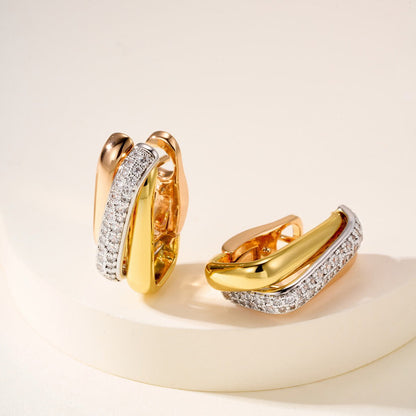[Luna Brilliance]TRINITY HALF DIAMOND  CUSHION EARRINGS
