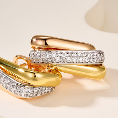 [Luna Brilliance]TRINITY HALF DIAMOND  CUSHION EARRINGS