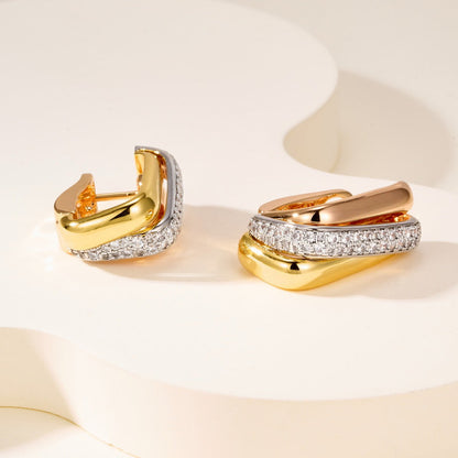 [Luna Brilliance]TRINITY HALF DIAMOND  CUSHION EARRINGS